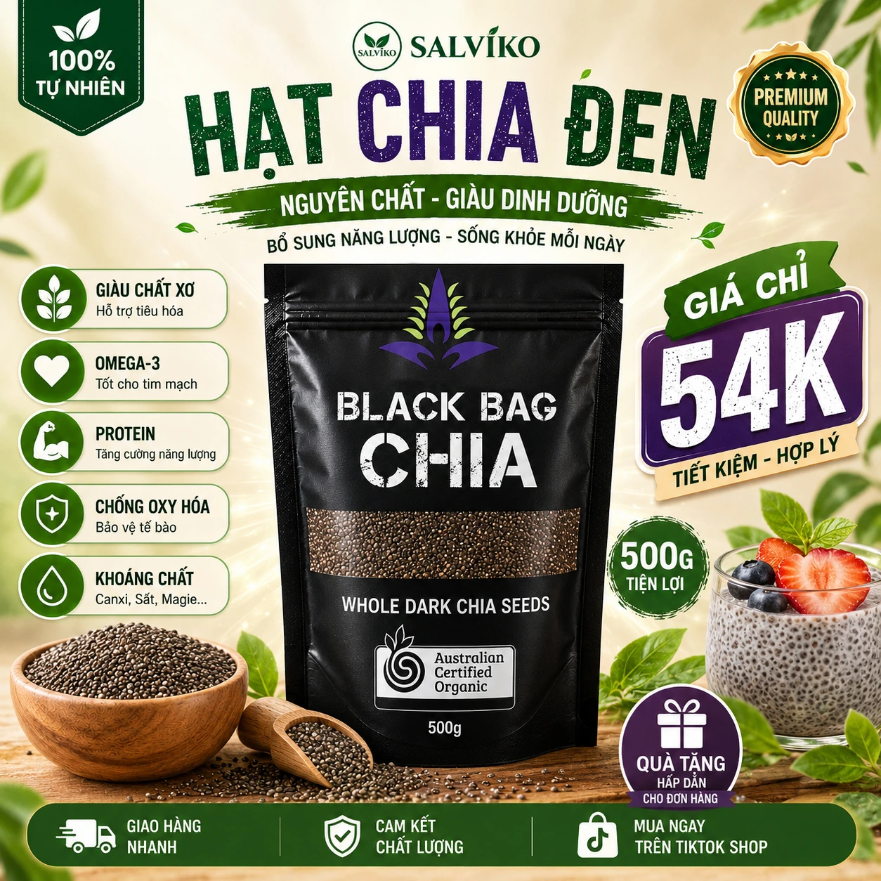 Yến mạch cán vỡ hữu cơ SALVIKO 500g